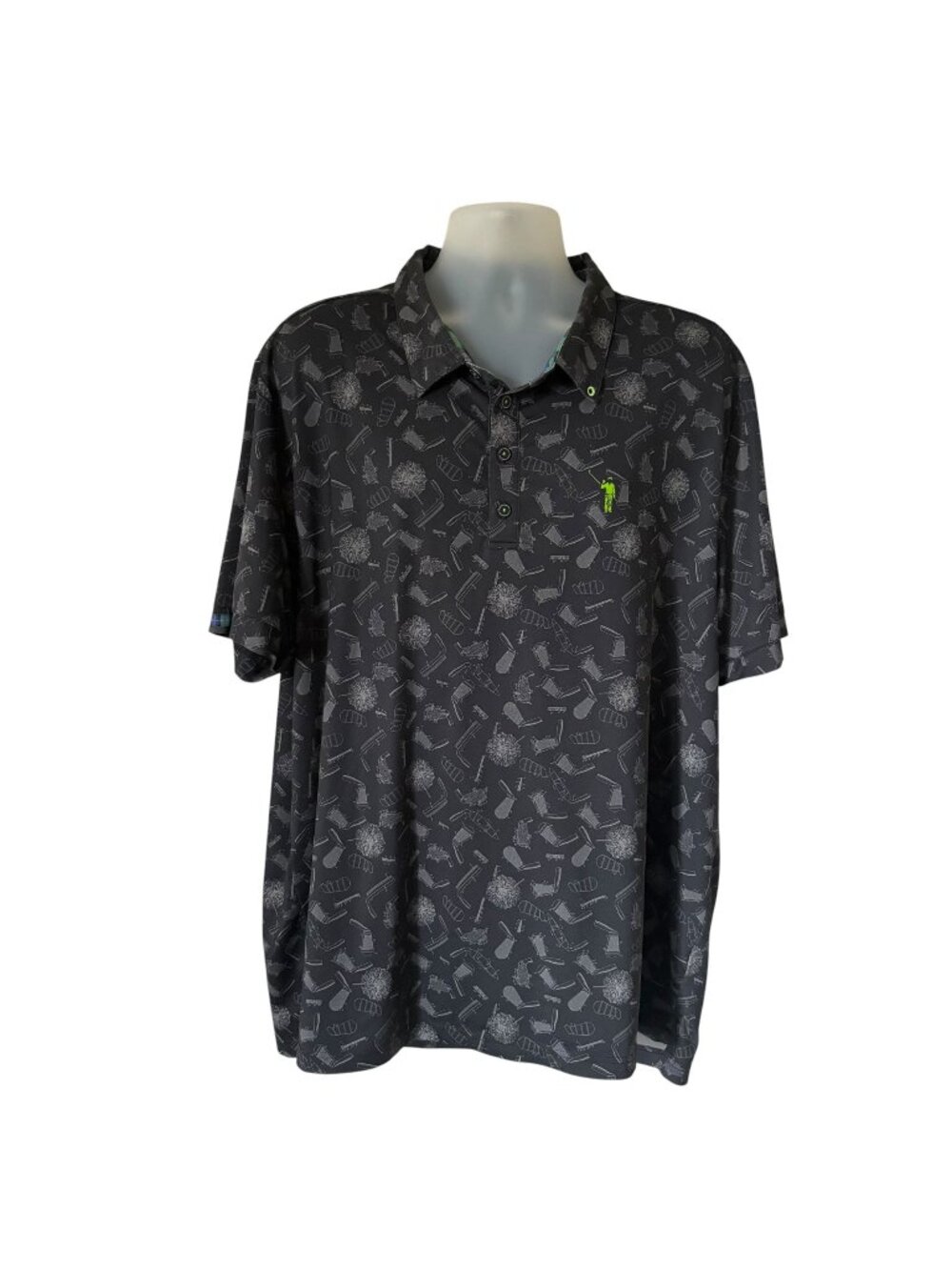 William Murray Golf Polo Mens Golf Club Print Casual Black Size XXL